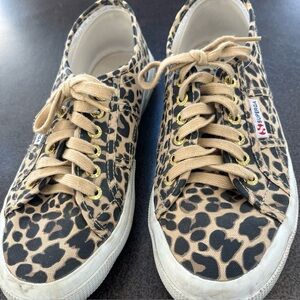 Superga Leopard Print Sneakers with Beige Laces size 39 (8)